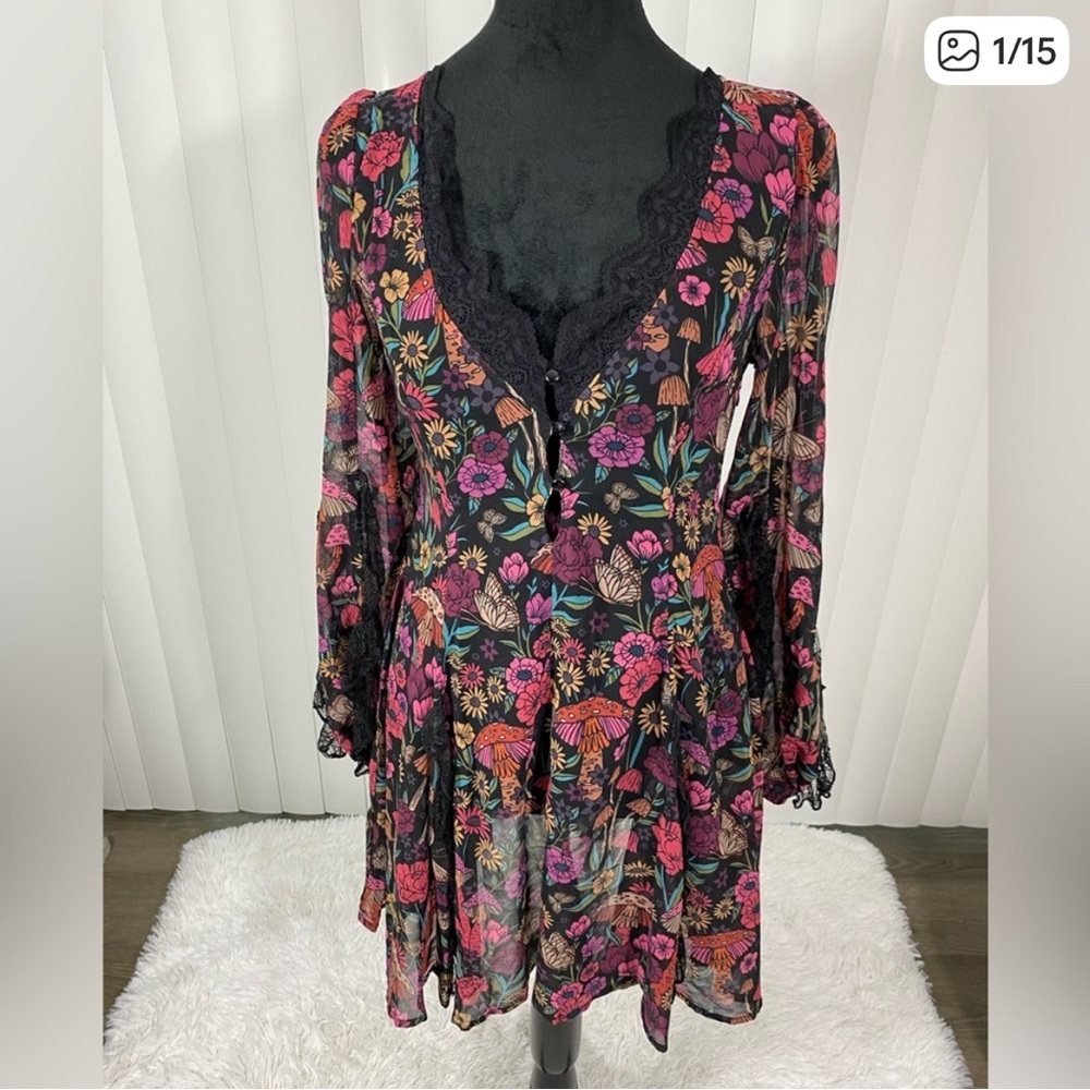 Mesh mushrooms & flowers dress
